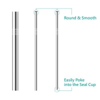 215*12mm Custom Logo pipe Boba Straw Metal Smoothie  Angled Tip Bubble Stainless Steel Straw with Oblique Incisions